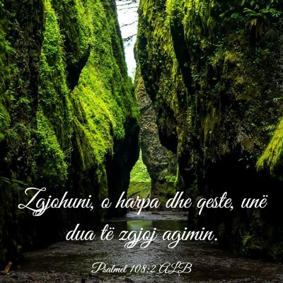 Picture 03 - Psalmet 108:2 ALB - Zgjohuni, o harpa dhe qeste, unë dua të zgjoj - Bible Verse Picture