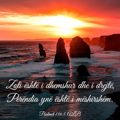 Picture 03 - Psalmet 116:5 ALB - Zoti është i dhemshur dhe i drejtë, Perëndia - Bible Verse Picture