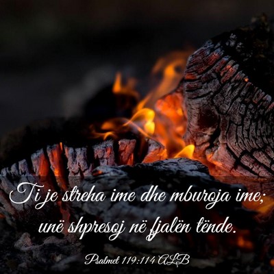 Picture 03 - Psalmet 119:114 ALB - Ti je streha ime dhe mburoja ime; unë shpresoj - Bible Verse Picture
