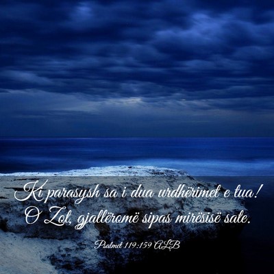 Picture 03 - Psalmet 119:159 ALB - Ki parasysh sa i dua urdhërimet e tua! O Zot, - Bible Verse Picture