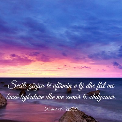 Picture 03 - Psalmet 12:2 ALB - Secili gënjen të afërmin e tij dhe flet me - Bible Verse Picture