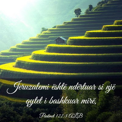 Picture 03 - Psalmet 122:3 ALB - Jeruzalemi është ndërtuar si një qytet i - Bible Verse Picture