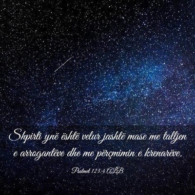 Picture 03 - Psalmet 123:4 ALB - Shpirti ynë është velur jashtë mase me - Bible Verse Picture