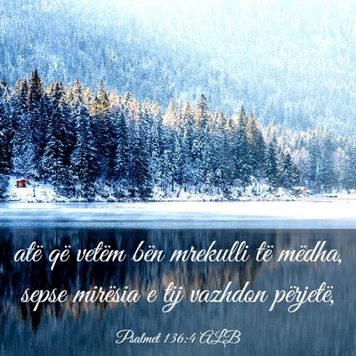 Picture 03 - Psalmet 136:4 ALB - atë që vetëm bën mrekulli të mëdha, sepse - Bible Verse Picture