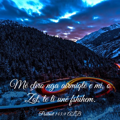 Picture 03 - Psalmet 143:9 ALB - Më çliro nga airmiqtë e mi, o Zot, te ti unë - Bible Verse Picture