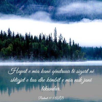 Picture 03 - Psalmet 17:5 ALB - Hapat e mia kanë qëndruar të sigurt në - Bible Verse Picture