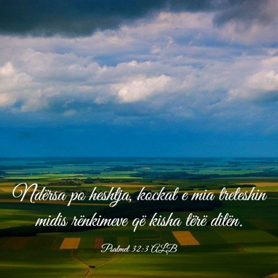 Picture 03 - Psalmet 32:3 ALB - Ndërsa po heshtja, kockat e mia treteshin midis - Bible Verse Picture