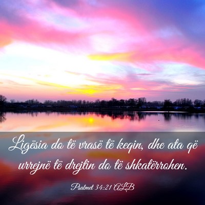Picture 03 - Psalmet 34:21 ALB - Ligësia do të vrasë të keqin, dhe ata që - Bible Verse Picture