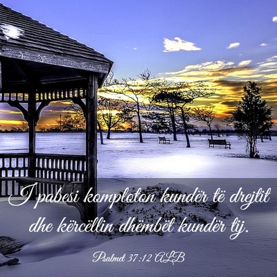 Picture 03 - Psalmet 37:12 ALB - I pabesi komploton kundër të drejtit dhe - Bible Verse Picture