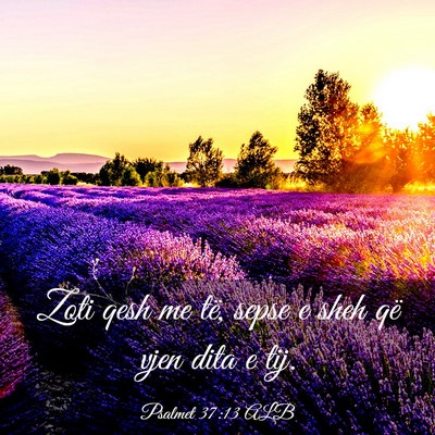 Picture 03 - Psalmet 37:13 ALB - Zoti qesh me të, sepse e sheh që vjen dita e - Bible Verse Picture