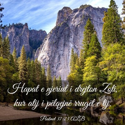 Picture 03 - Psalmet 37:23 ALB - Hapat e njeriut i drejton Zoti, kur atij i - Bible Verse Picture