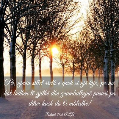 Picture 03 - Psalmet 39:6 ALB - Po, njeriu sillet rreth e qark si një hije; po - Bible Verse Picture