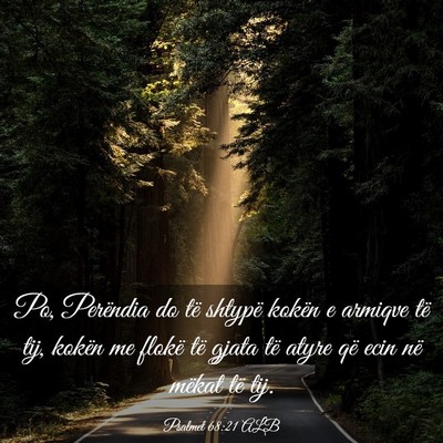 Picture 03 - Psalmet 68:21 ALB - Po, Perëndia do të shtypë kokën e armiqve të - Bible Verse Picture