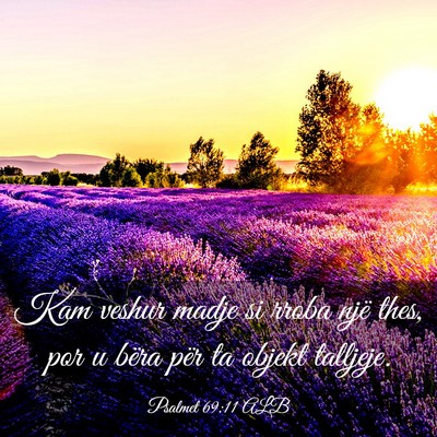 Picture 03 - Psalmet 69:11 ALB - Kam veshur madje si rroba një thes, por u bëra - Bible Verse Picture