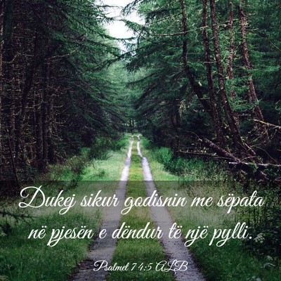 Picture 03 - Psalmet 74:5 ALB - Dukej sikur godisnin me sëpata në pjesën e - Bible Verse Picture