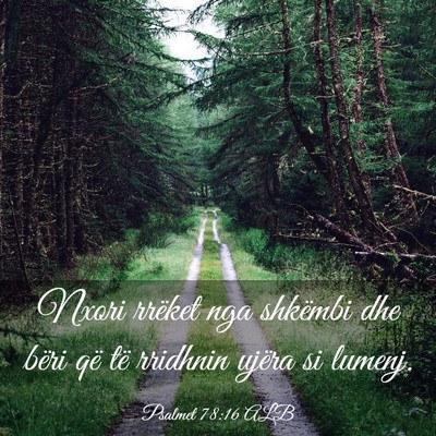 Picture 03 - Psalmet 78:16 ALB - Nxori rrëket nga shkëmbi dhe bëri që të - Bible Verse Picture