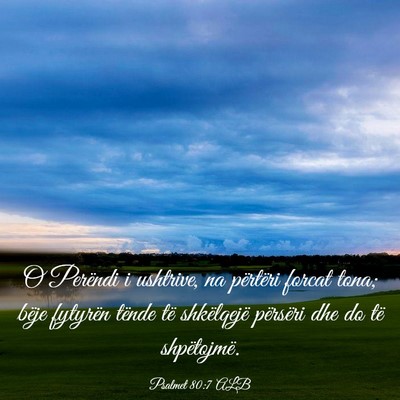 Picture 03 - Psalmet 80:7 ALB - O Perëndi i ushtrive, na përtëri forcat tona; - Bible Verse Picture