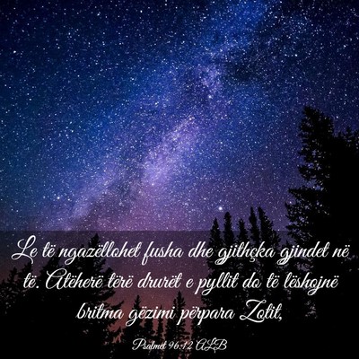Picture 03 - Psalmet 96:12 ALB - Le të ngazëllohet fusha dhe gjithçka gjindet - Bible Verse Picture