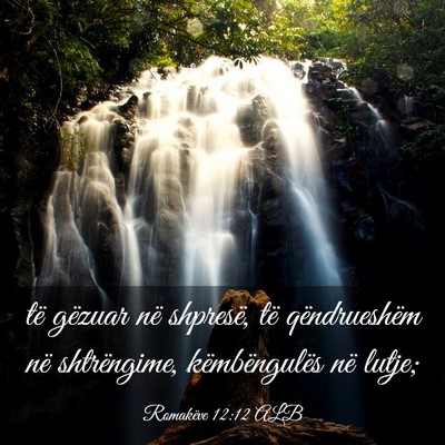 Picture 03 - Romakëve 12:12 ALB - të gëzuar në shpresë, të qëndrueshëm në - Bible Verse Picture