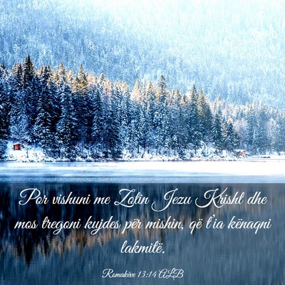 Picture 03 - Romakëve 13:14 ALB - Por vishuni me Zotin Jezu Krisht dhe mos tregoni - Bible Verse Picture