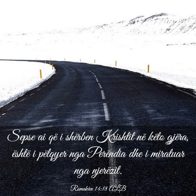 Picture 03 - Romakëve 14:18 ALB - Sepse ai që i shërben Krishtit në këto - Bible Verse Picture