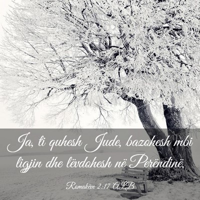 Picture 03 - Romakëve 2:17 ALB - Ja, ti quhesh Jude, bazohesh mbi ligjin dhe - Bible Verse Picture