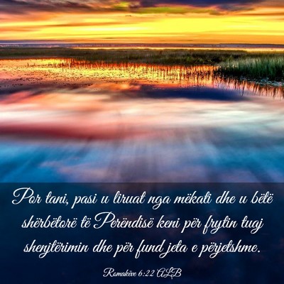 Picture 03 - Romakëve 6:22 ALB - Por tani, pasi u liruat nga mëkati dhe u bëtë - Bible Verse Picture