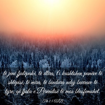 Picture 03 - Titi 2:5 ALB - të jenë fjalëpakë, të dlira, t’i kushtohen - Bible Verse Picture