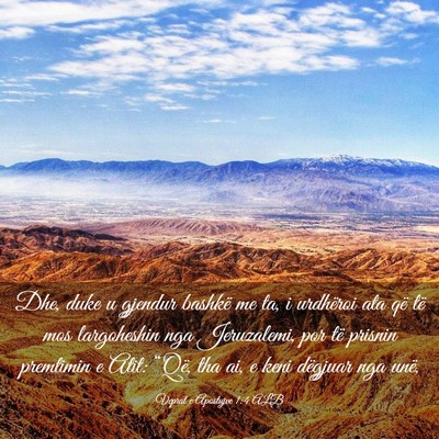 Picture 03 - Veprat e Apostujve 1:4 ALB - Dhe, duke u gjendur bashkë me ta, i urdhëroi - Bible Verse Picture