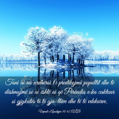 Picture 03 - Veprat e Apostujve 10:42 ALB - Tani ai na urdhëroi t’i predikojmë popullit - Bible Verse Picture