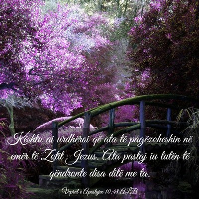 Picture 03 - Veprat e Apostujve 10:48 ALB - Kështu ai urdhëroi që ata të pagëzoheshin - Bible Verse Picture