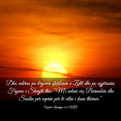 Picture 03 - Veprat e Apostujve 13:2 ALB - Dhe, ndërsa po kryenin shërbesën e Zotit dhe - Bible Verse Picture
