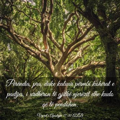 Picture 03 - Veprat e Apostujve 17:30 ALB - Perëndia, pra, duke kaluar përmbi kohërat e - Bible Verse Picture
