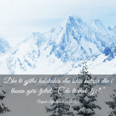 Picture 03 - Veprat e Apostujve 2:12 ALB - Dhe të gjithë habiteshin dhe ishin hutuar dhe i - Bible Verse Picture