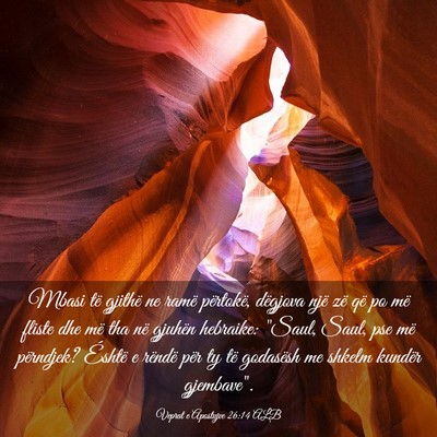 Picture 03 - Veprat e Apostujve 26:14 ALB - Mbasi të gjithë ne ramë përtokë, dëgjova - Bible Verse Picture
