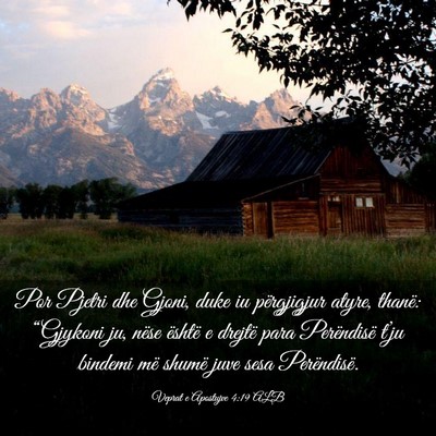 Picture 03 - Veprat e Apostujve 4:19 ALB - Por Pjetri dhe Gjoni, duke iu përgjigjur atyre, - Bible Verse Picture