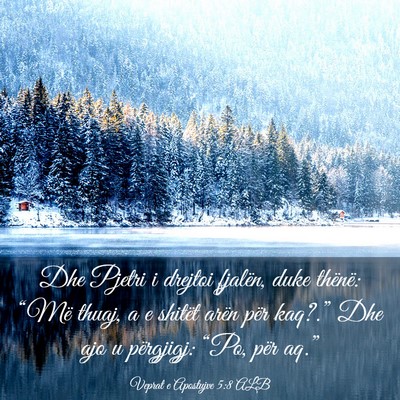 Picture 03 - Veprat e Apostujve 5:8 ALB - Dhe Pjetri i drejtoi fjalën, duke thënë: - Bible Verse Picture