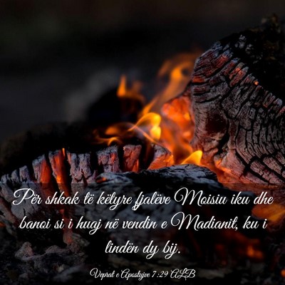 Picture 03 - Veprat e Apostujve 7:29 ALB - Për shkak të këtyre fjalëve Moisiu iku dhe - Bible Verse Picture