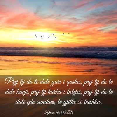 Picture 03 - Zakaria 10:4 ALB - Prej tij do të dalë guri i qoshes, prej tij do - Bible Verse Picture