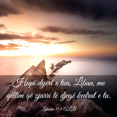 Picture 03 - Zakaria 11:1 ALB - Hapi dyert e tua, Liban, me qëllim që zjarri - Bible Verse Picture