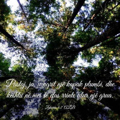 Picture 03 - Zakaria 5:7 ALB - Pastaj, ja, u ngrit një kapak plumbi, dhe - Bible Verse Picture