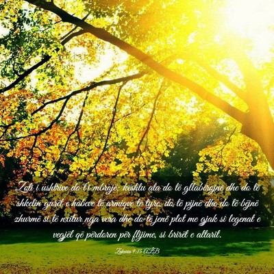 Picture 03 - Zakaria 9:15 ALB - Zoti i ushtrive do t’i mbrojë; kështu ata do - Bible Verse Picture