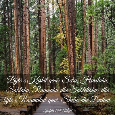 Picture 03 - Zanafilla 10:7 ALB - Bijtë e Kushit qenë: Seba, Havilahu, Sabtahu, - Bible Verse Picture