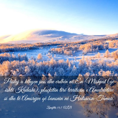 Picture 03 - Zanafilla 14:7 ALB - Pastaj u kthyen pas dhe erdhën në En-Mishpat - Bible Verse Picture