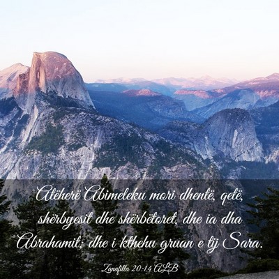 Picture 03 - Zanafilla 20:14 ALB - Atëherë Abimeleku mori dhentë, qetë, - Bible Verse Picture