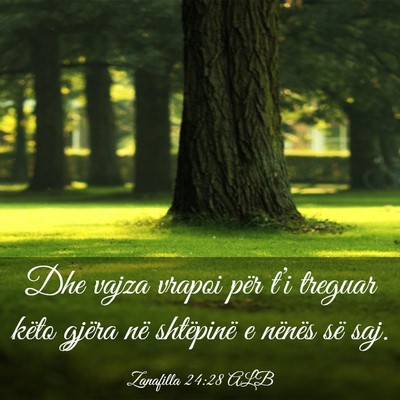 Picture 03 - Zanafilla 24:28 ALB - Dhe vajza vrapoi për t’i treguar këto gjëra - Bible Verse Picture
