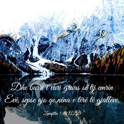 Picture 03 - Zanafilla 3:20 ALB - Dhe burri i vuri gruas së tij emrin Evë, sepse - Bible Verse Picture