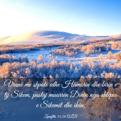Picture 03 - Zanafilla 34:26 ALB - Vranë me shpatë edhe Hamorin dhe birin e tij - Bible Verse Picture