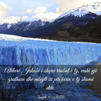 Picture 03 - Zanafilla 37:34 ALB - Atëherë Jakobi i shqeu rrobat e tij, veshi një - Bible Verse Picture