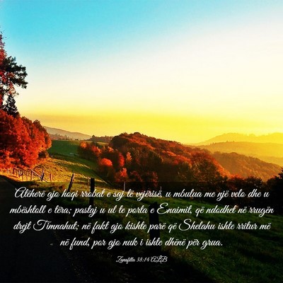 Picture 03 - Zanafilla 38:14 ALB - Atëherë ajo hoqi rrobat e saj të vejërisë, u - Bible Verse Picture